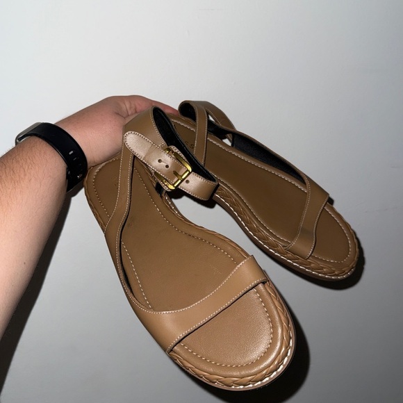 REISS Tan Leather Slingback Sandals Size 7.5 - Picture 5 of 12